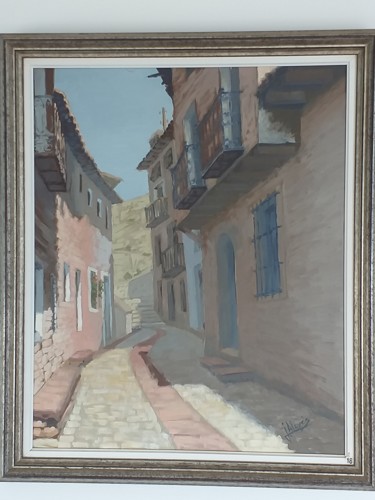 Pintura titulada "Calle de Albarracín" por José Alavés Lledó, Obra de arte original
