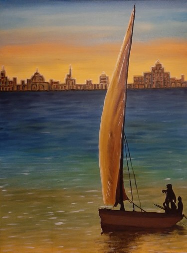 Schilderij getiteld "Navegando" door Jose Angel Caballero, Origineel Kunstwerk, Olie