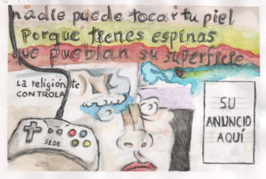 Malerei mit dem Titel "La religión te cont…" von Jose Antonio Cerqueiro Otero, Original-Kunstwerk, Aquarell