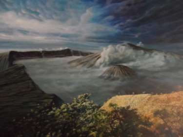 Pintura intitulada "Vulcão adormecido" por José António Preto Pacheco, Obras de arte originais, Óleo