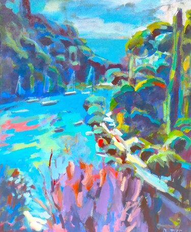 Картина под названием "Portofino" - José Bautista, Подлинное произведение искусства, Акрил Установлен на Деревянная рама для…