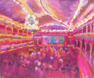 Painting titled "Concierto de colores" by José Bautista, Original Artwork, Oil Mounted on Wood Stretcher frame