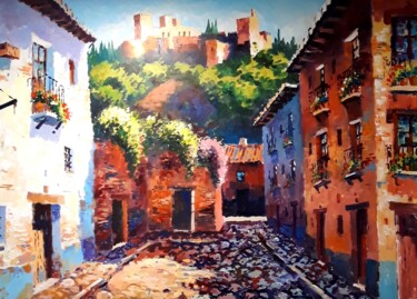 Pintura titulada "Albaicin. Alhambra.…" por Jose Camero Hernandez, Obra de arte original, Acrílico