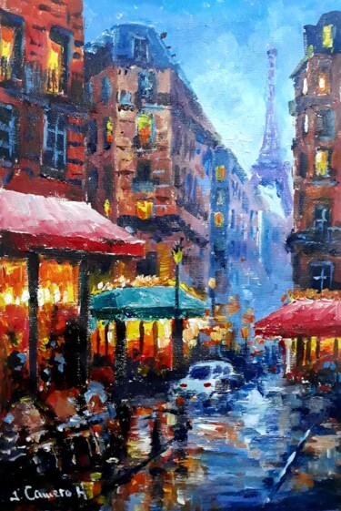 Painting titled "Paris. Acrilico sob…" by Jose Camero Hernandez, Original Artwork, Acrylic