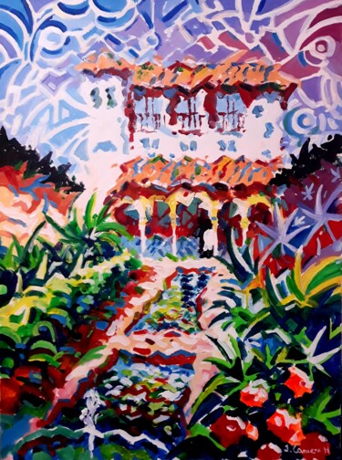 Pittura intitolato "Jardines.Gneralife.…" da Jose Camero Hernandez, Opera d'arte originale, Acrilico