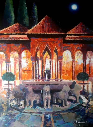 Malerei mit dem Titel "Patio de los leones…" von Jose Camero Hernandez, Original-Kunstwerk, Acryl