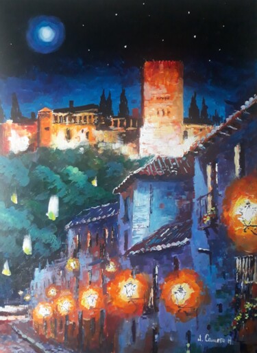 Painting titled "Albaicin. Alhambra.…" by Jose Camero Hernandez, Original Artwork, Acrylic