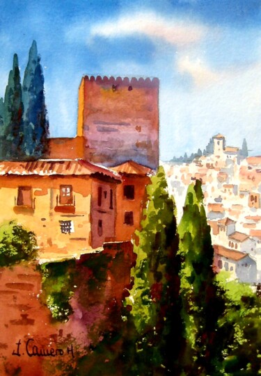 Painting titled "Alhambra. Acuarela" by Jose Camero Hernandez, Original Artwork, Watercolor