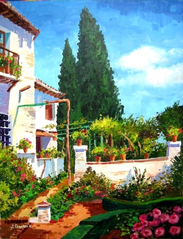 Painting titled "Albaicin. Granada.A…" by Jose Camero Hernandez, Original Artwork, Acrylic