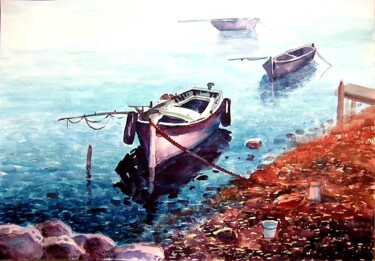 Painting titled "Barcas. Aquarelle 5…" by Jose Camero Hernandez, Original Artwork, Acrylic