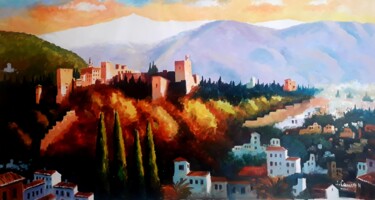 Schilderij getiteld "Alhambra y Sierra N…" door Jose Camero Hernandez, Origineel Kunstwerk, Acryl