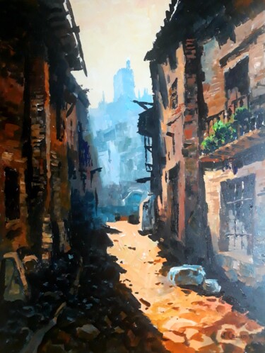 Schilderij getiteld "Calle típica de Gra…" door Jose Camero Hernandez, Origineel Kunstwerk, Acryl