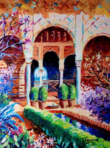 Картина под названием "Jardines de la Alha…" - Jose Camero Hernandez, Подлинное произведение искусства, Акрил