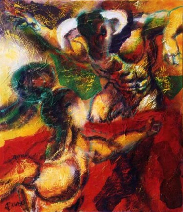 Peinture intitulée "offre son dos au ta…" par José Cano, Œuvre d'art originale