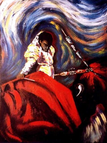 Painting titled "le rouge et le noir" by José Cano, Original Artwork