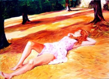 Painting titled "la sieste" by José Cano, Original Artwork, Oil