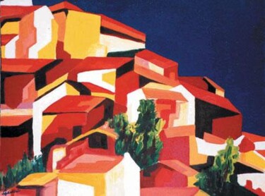 Painting titled "village de provence…" by José Cano, Original Artwork, Oil