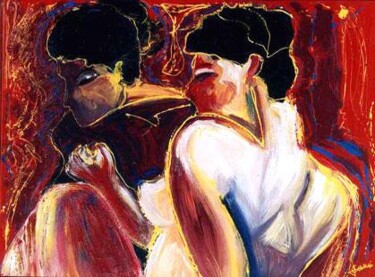 Peinture intitulée "gemelles" par José Cano, Œuvre d'art originale, Huile