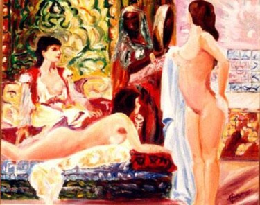 Painting titled "délassement de bain" by José Cano, Original Artwork, Oil