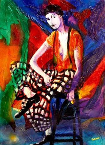 Malerei mit dem Titel "arlequin arlequine…" von José Cano, Original-Kunstwerk, Öl