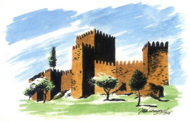 Pintura titulada "Castelo de Guimarães" por José Cardoso, Obra de arte original, Oleo