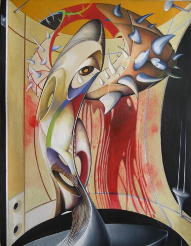 Drawing titled "Sacrificial" by Jose Carlos Cordoba, Original Artwork, Oil