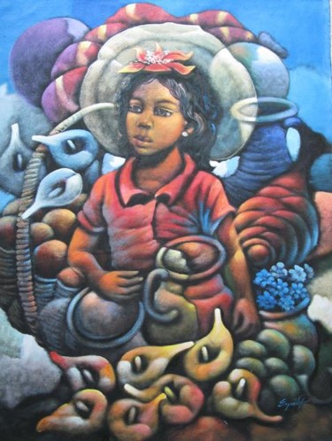 Painting titled "SANS TITRE" by Jose Espinal, Original Artwork, Oil