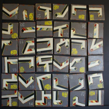 Schilderij getiteld "(Des) composição #1" door José Fonte, Origineel Kunstwerk, Acryl Gemonteerd op Houten paneel