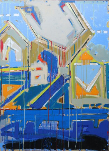 Painting titled "Home 1" by José Fonte, Original Artwork, Oil Mounted on Wood Stretcher frame