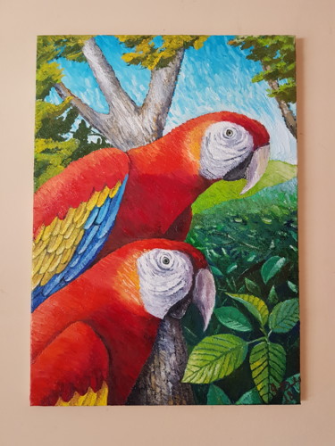 Painting titled "Guaras" by Danilo Fortin, Original Artwork, Oil
