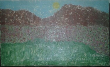Painting titled "Campo florido" by Jose Francisco Silva, Original Artwork, Oil Mounted on Wood Stretcher frame