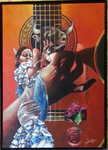 Painting titled "guitarra moruna" by José Garcia (GARBEL), Original Artwork, Acrylic