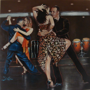 Schilderij getiteld "SALSA" door José Garcia (GARBEL), Origineel Kunstwerk, Acryl