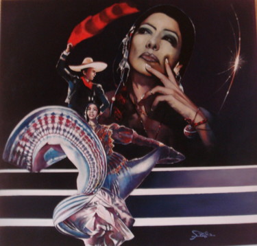 Malerei mit dem Titel "LILA DOWNS(Festival…" von José Garcia (GARBEL), Original-Kunstwerk, Acryl