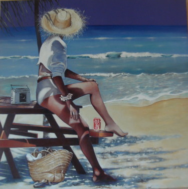 Peinture intitulée "Jeune fille au bord…" par José Garcia (GARBEL), Œuvre d'art originale, Acrylique