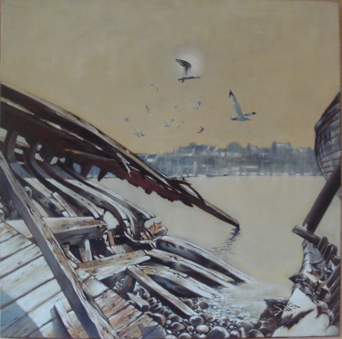 Peinture intitulée "Epave a Camaret sur…" par José Garcia (GARBEL), Œuvre d'art originale, Acrylique