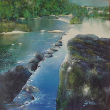 Painting titled "La riviere" by José Garcia (GARBEL), Original Artwork, Acrylic