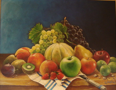 Painting titled "nature morte aux ra…" by José Garcia (GARBEL), Original Artwork, Acrylic