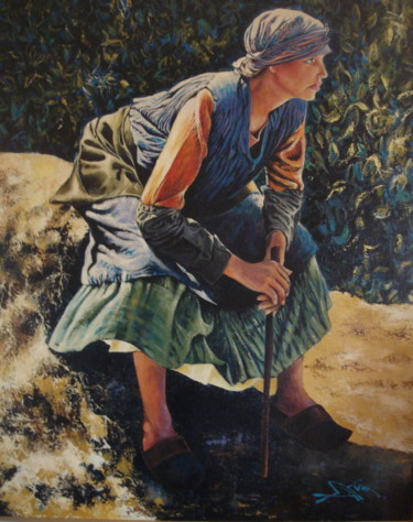 Schilderij getiteld "LA BERGERE" door José Garcia (GARBEL), Origineel Kunstwerk, Acryl