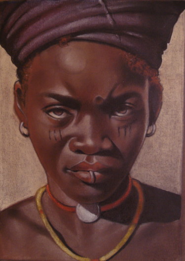 Dessin intitulée "Africaine" par José Garcia (GARBEL), Œuvre d'art originale, Pastel
