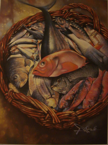 Рисунок под названием "Bonne peche" - José Garcia (GARBEL), Подлинное произведение искусства, Пастель