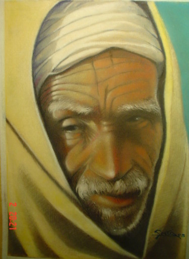 Dessin intitulée "AFRICAIN" par José Garcia (GARBEL), Œuvre d'art originale, Pastel