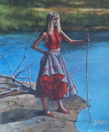 Peinture intitulée "La fille du marais" par José Garcia (GARBEL), Œuvre d'art originale, Acrylique