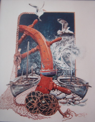 Σχέδιο με τίτλο "MARINE" από José Garcia (GARBEL), Αυθεντικά έργα τέχνης, Μελάνι