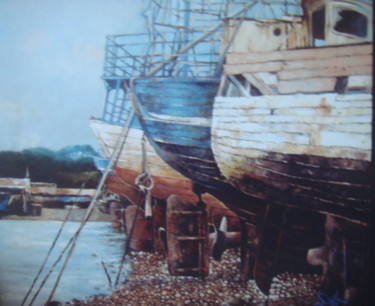 Peinture intitulée "Cimetiere marin" par José Garcia (GARBEL), Œuvre d'art originale, Acrylique