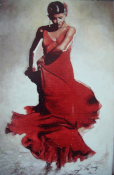 Painting titled "Gitane dansant" by José Garcia (GARBEL), Original Artwork, Acrylic