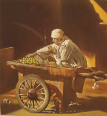 Dessin intitulée "Le marchand de citr…" par José Garcia (GARBEL), Œuvre d'art originale, Pastel