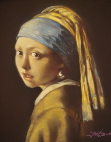 Dessin intitulée "La jeune fille a la…" par José Garcia (GARBEL), Œuvre d'art originale, Pastel