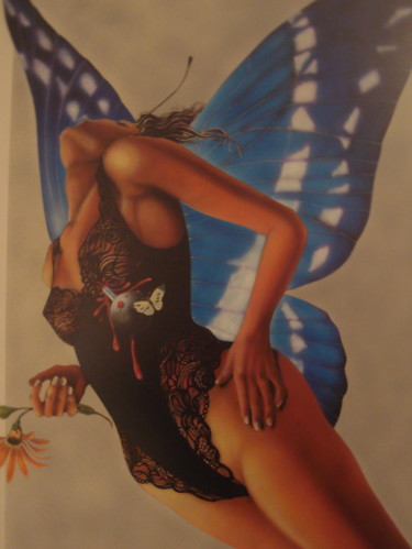 Dessin intitulée "Femme papillon" par José Garcia (GARBEL), Œuvre d'art originale, Encre