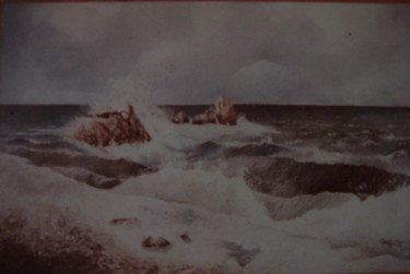 Painting titled "orage en mer" by José Garcia (GARBEL), Original Artwork